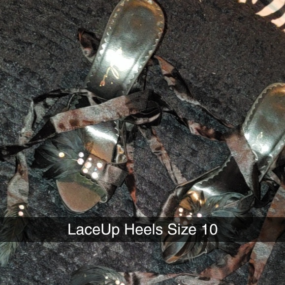 Black Lace Up Heels - Picture 1 of 3